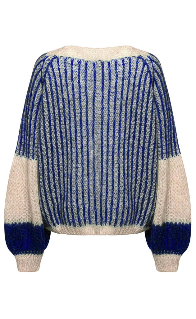 Noella Sweater - Liana - Cream/Cobalt Blue