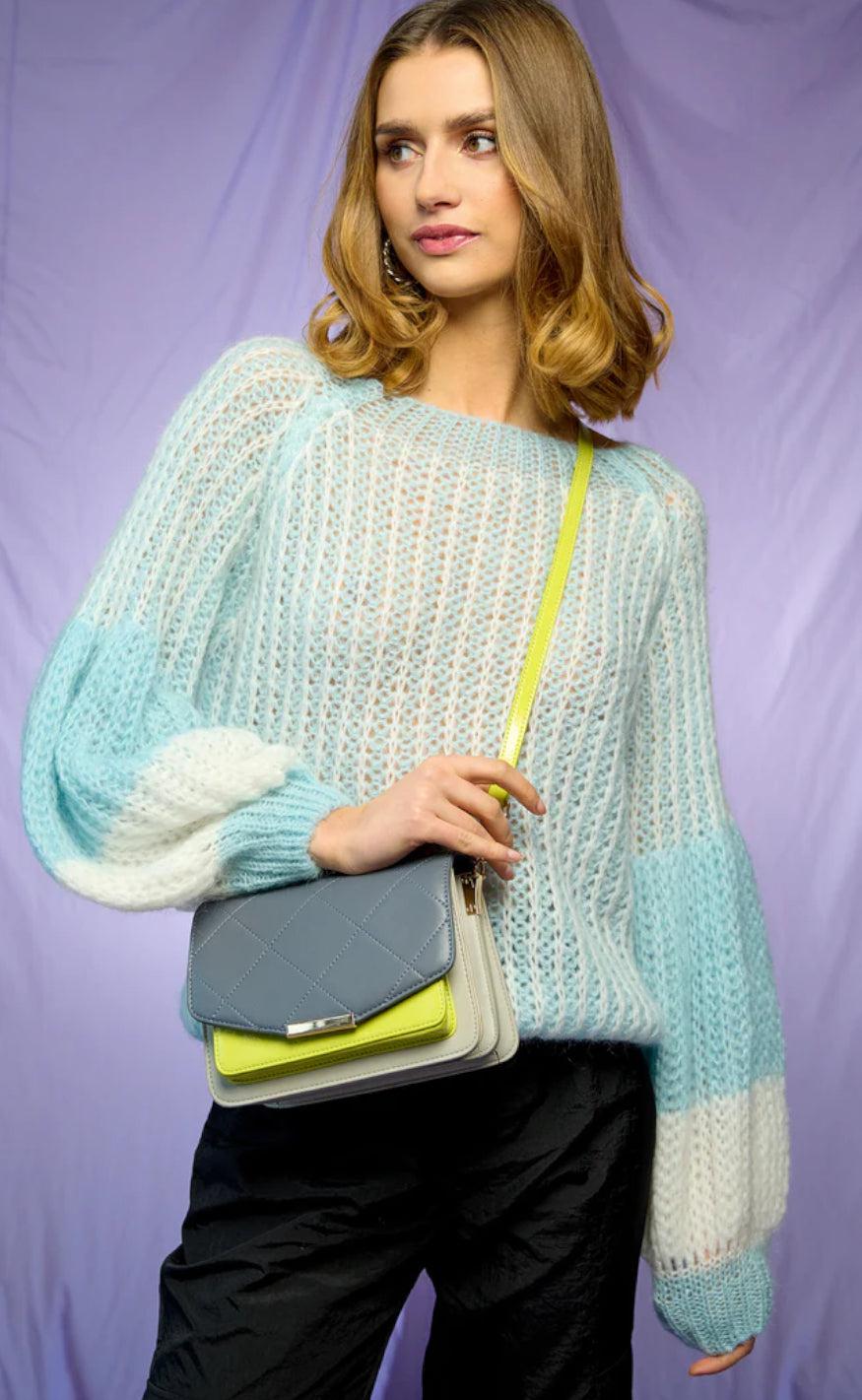 Noella Sweater - Liana - Light Blue/White