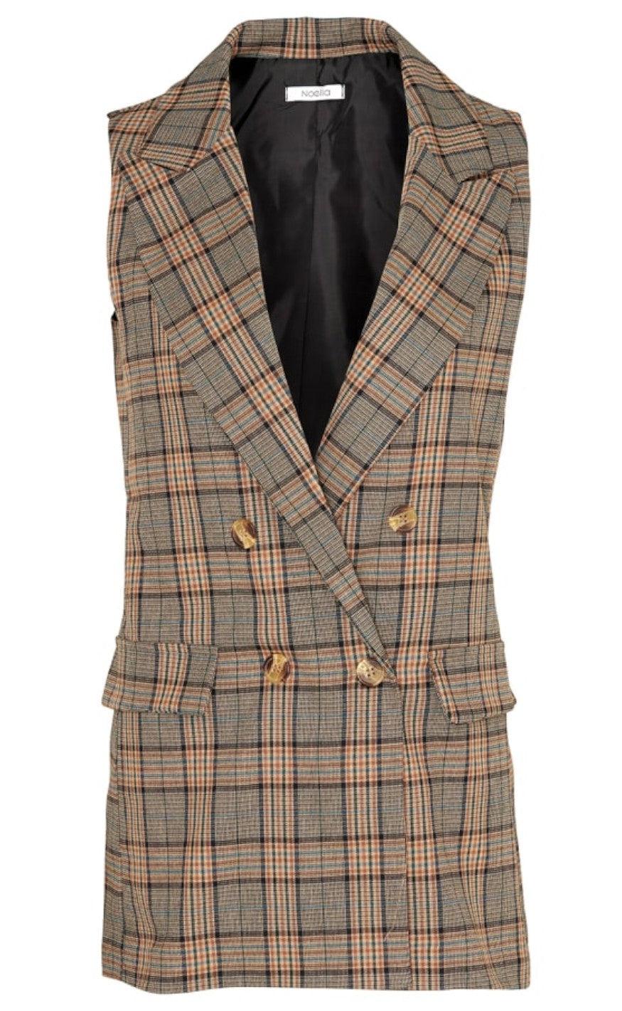 Noella Vest - Forte - Brown Checks