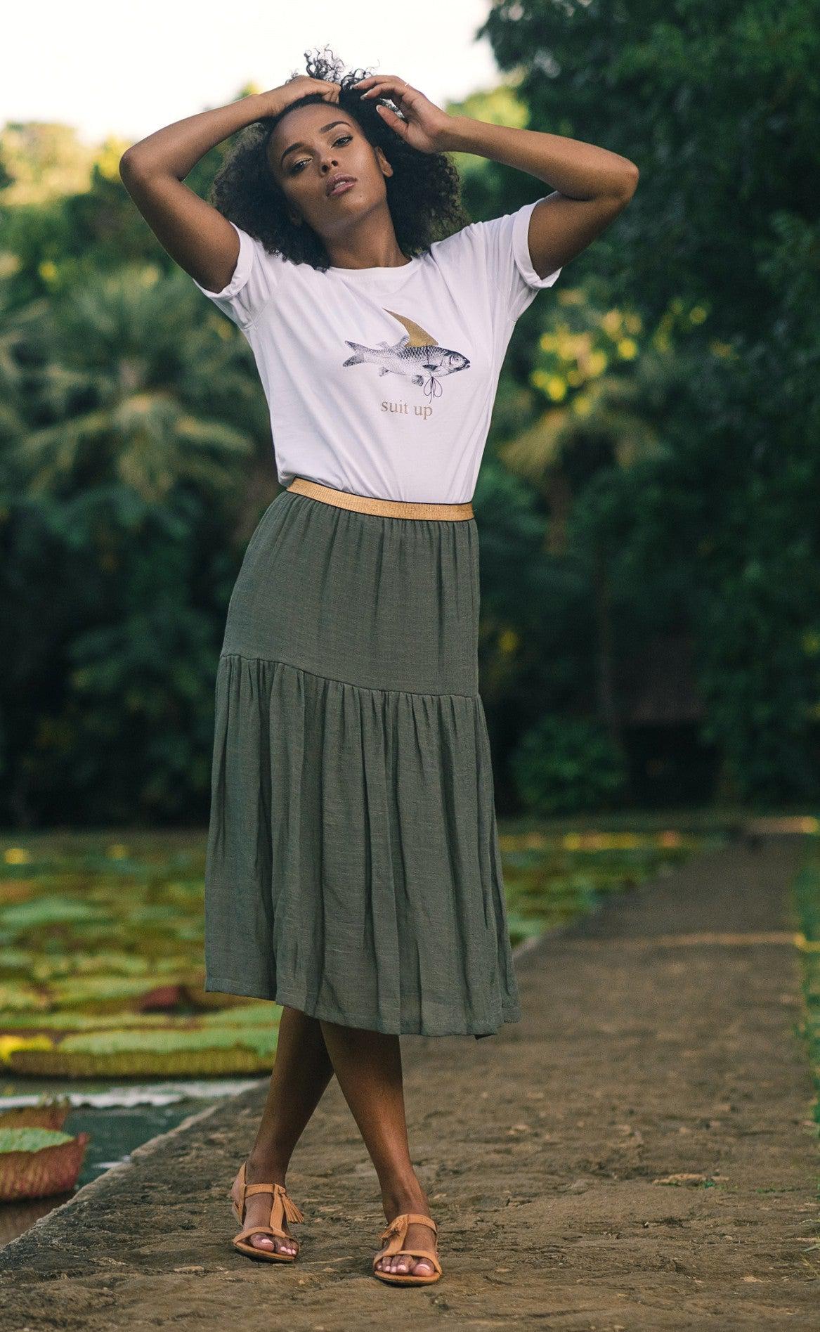 ONE TWO LUXZUZ KARITAS SKIRT OLIVO
