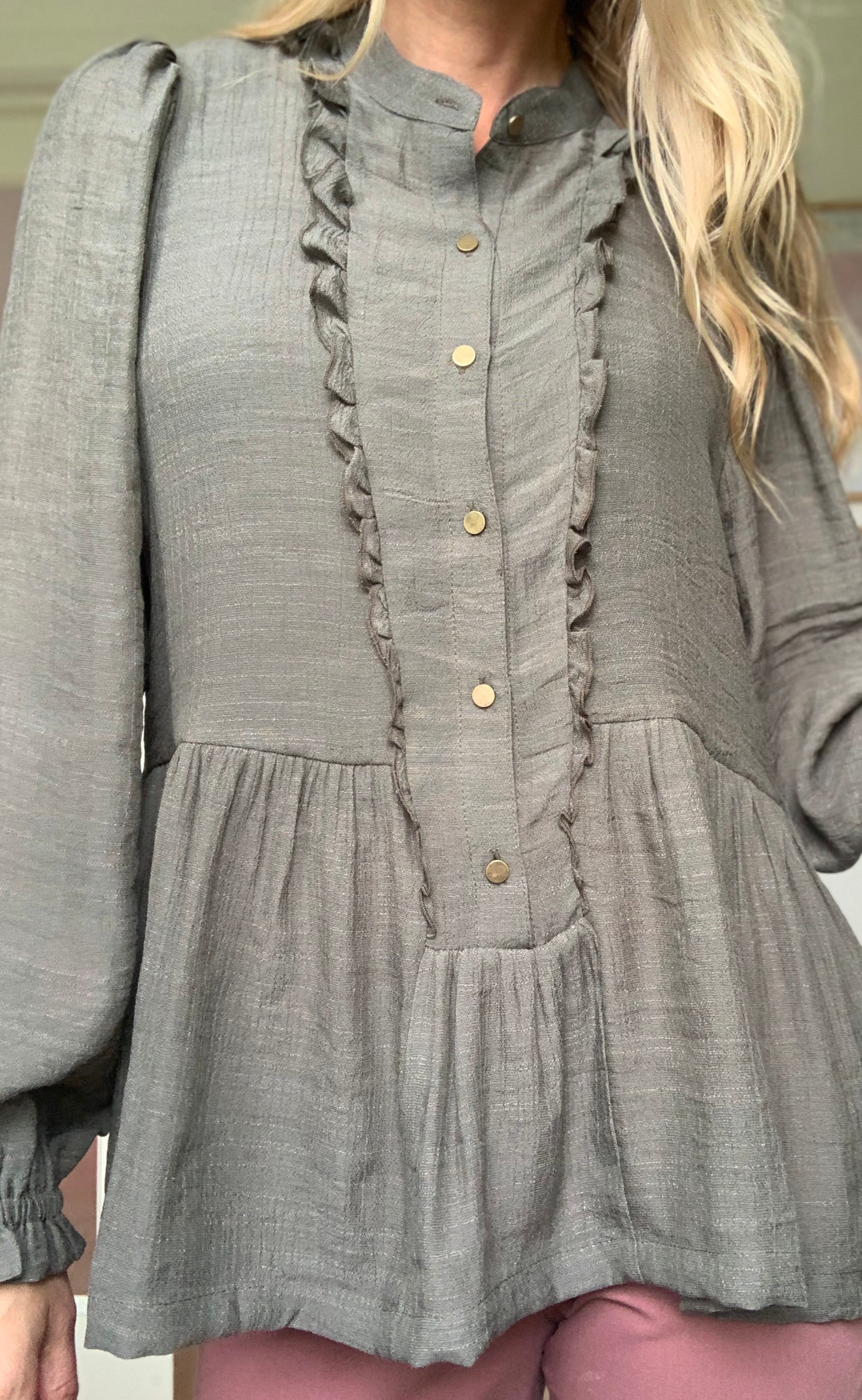 One Two Luxzuz Bluse - Liba - Vintage Khaki