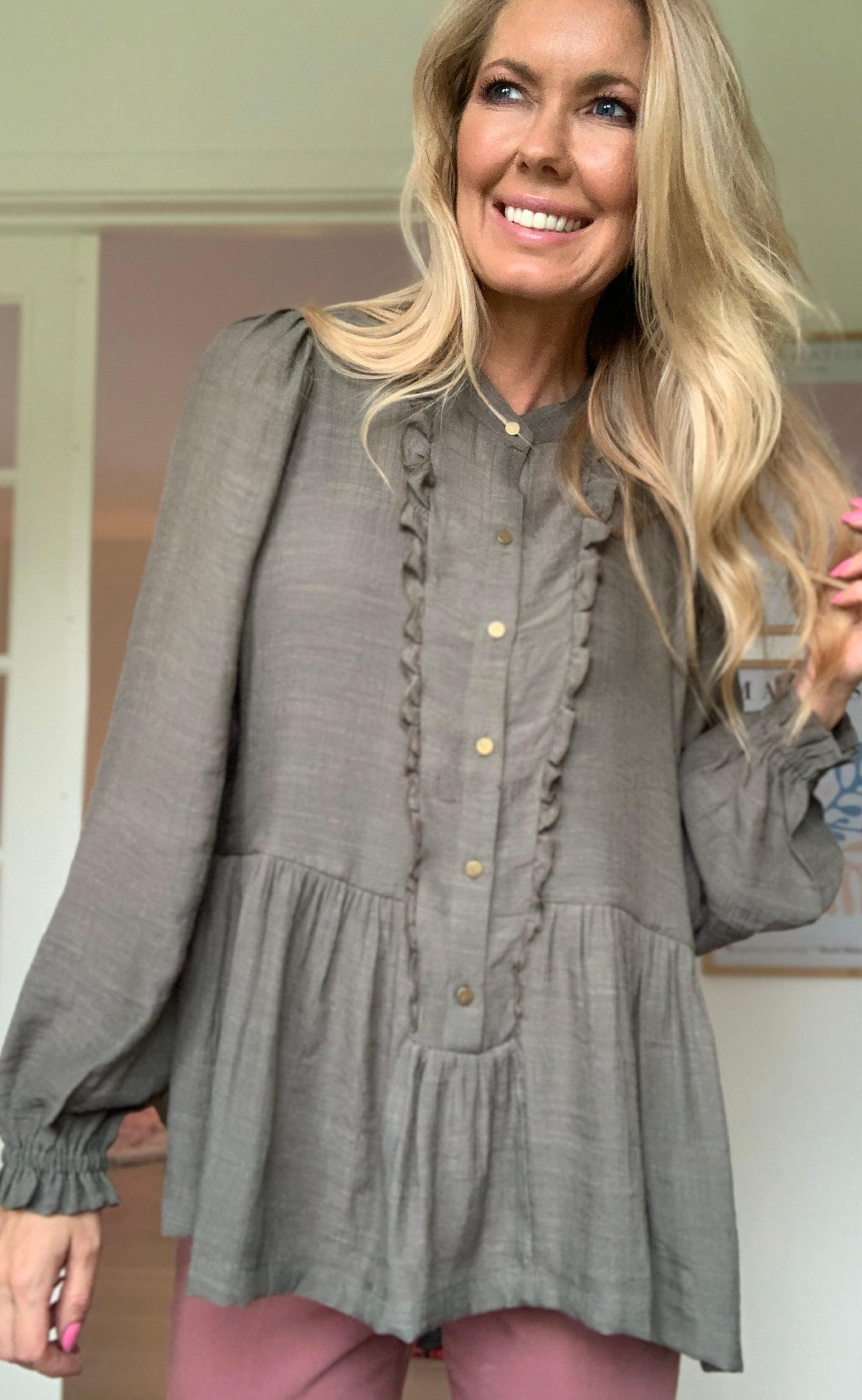 One Two Luxzuz Bluse - Liba - Vintage Khaki
