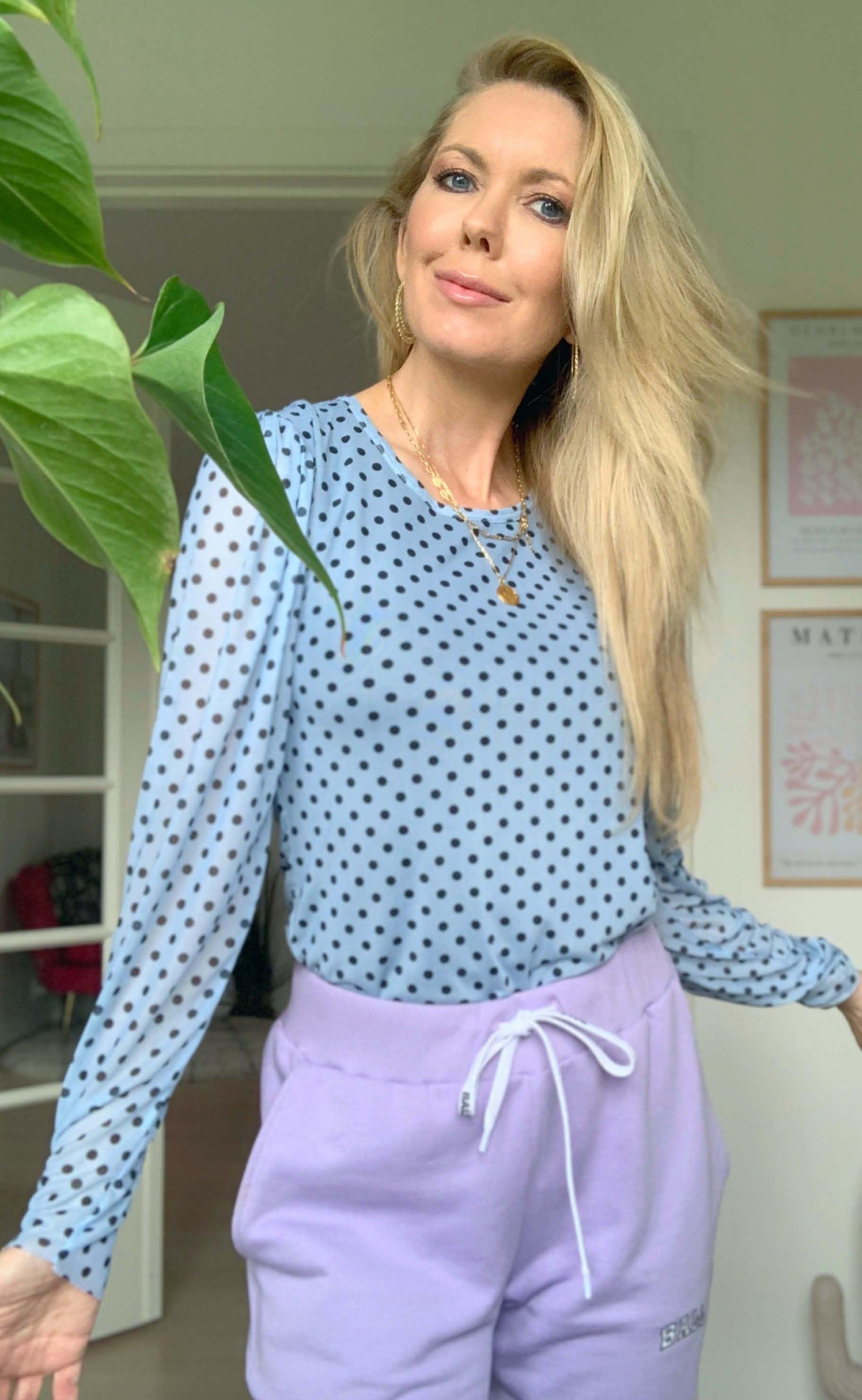 One Two Luxzuz Bluse - Puffy - Ice Blue