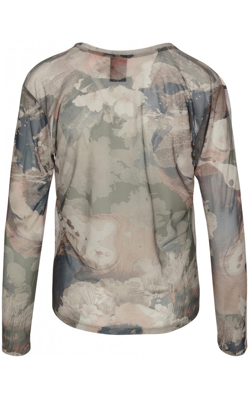 One Two Luxzuz Bluse - Sibey Mesh - Army