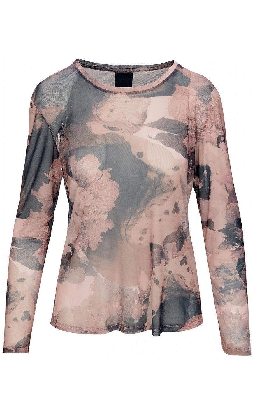One Two Luxzuz Bluse - Sibey Mesh - Dried Heather