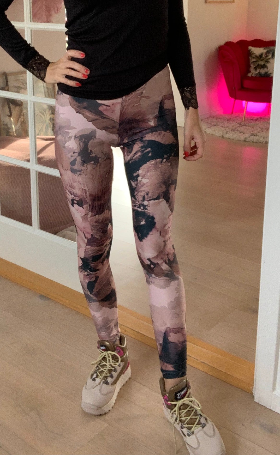 One Two Luxzuz Leggings - Ayoe Marble - Dried heather