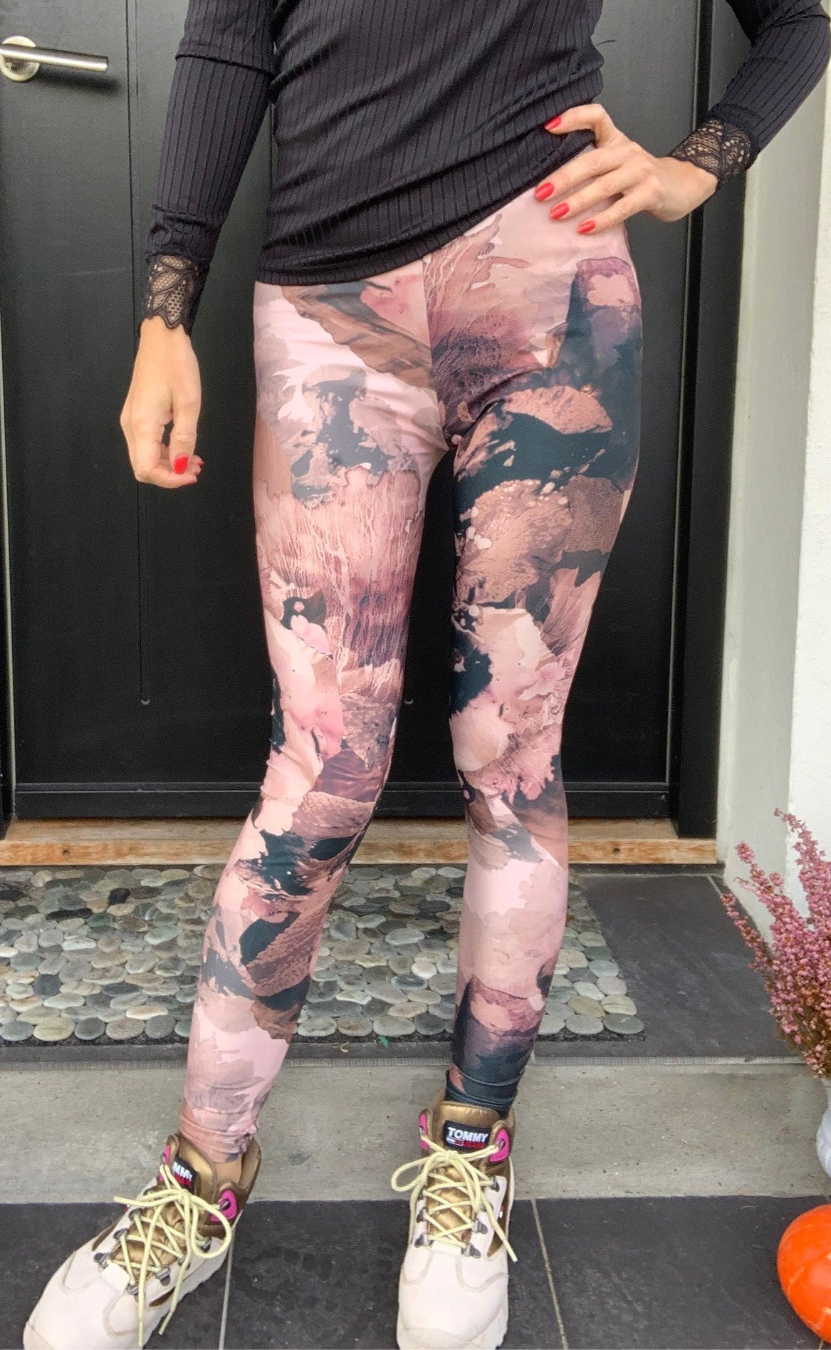 One Two Luxzuz Leggings - Ayoe Marble - Dried heather