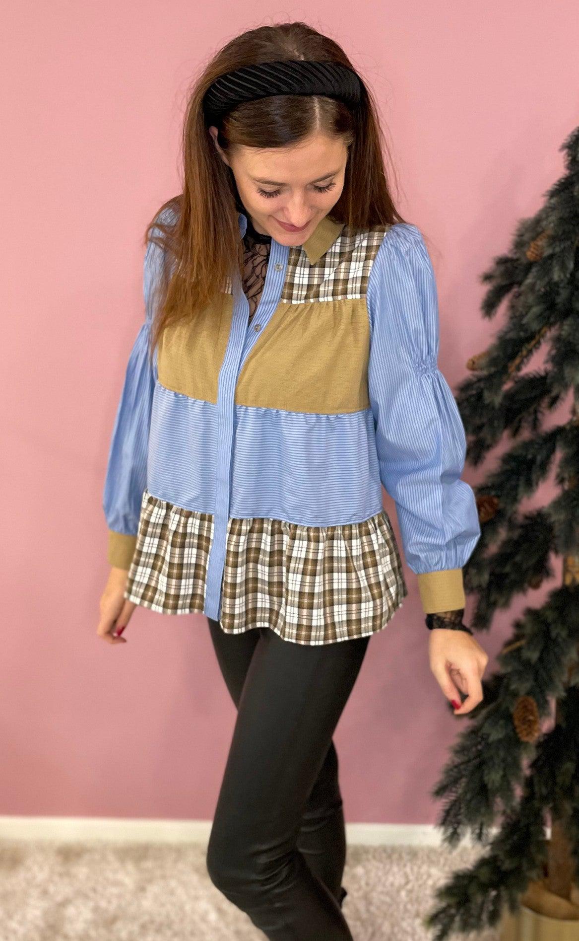 One Two Luxzuz Shirt - Lynett - Vintage Blue