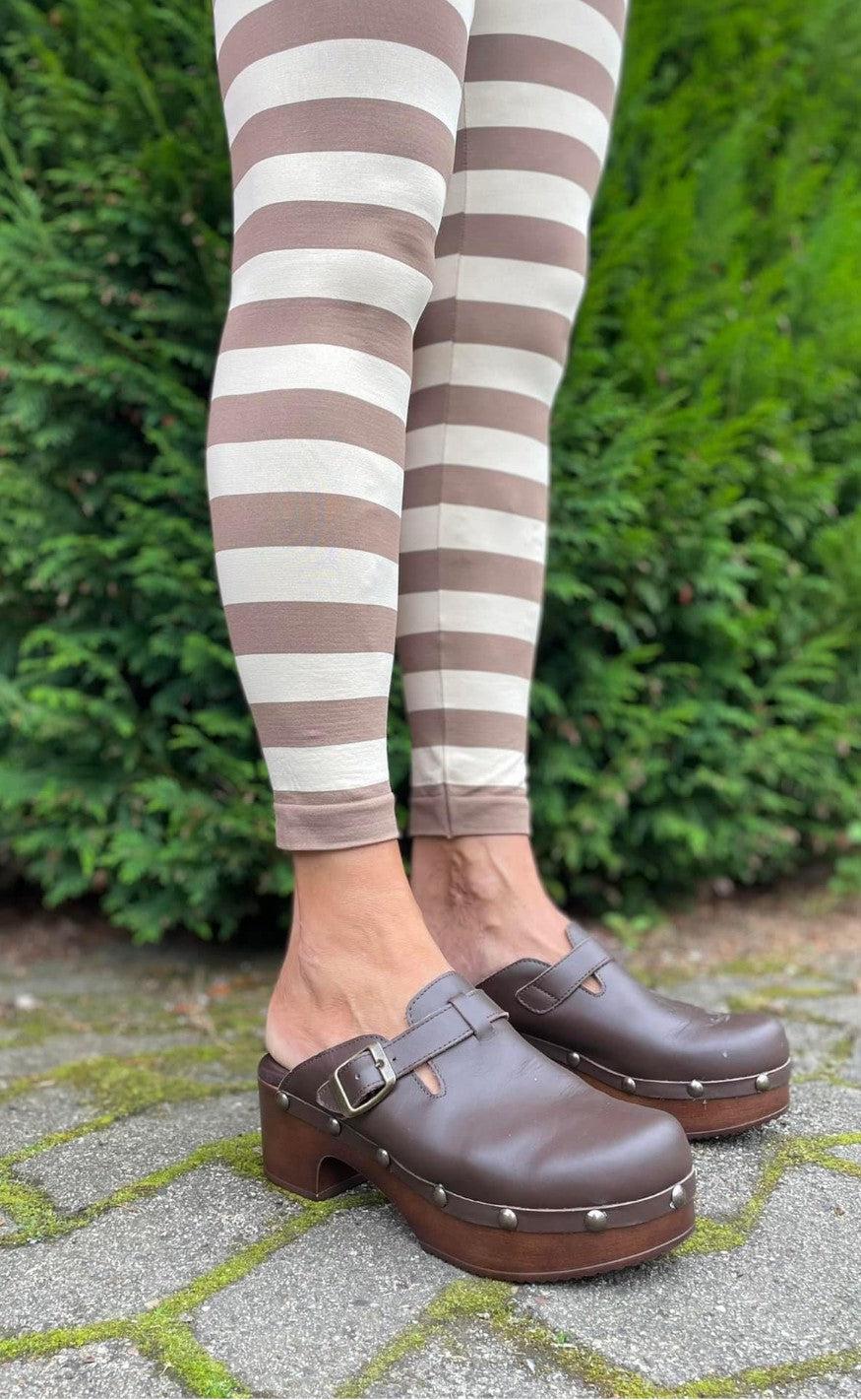 Tim & Simonsen Leggings - Malle Stripe - Caffe-Sabbia