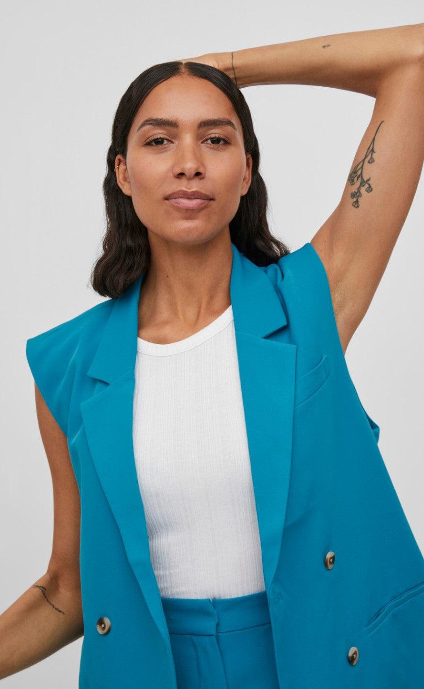 VILA Blazer Vest - Kalinka - Algiers Blue