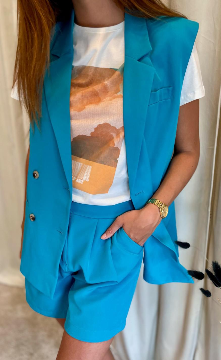 VILA Blazer Vest - Kalinka - Algiers Blue