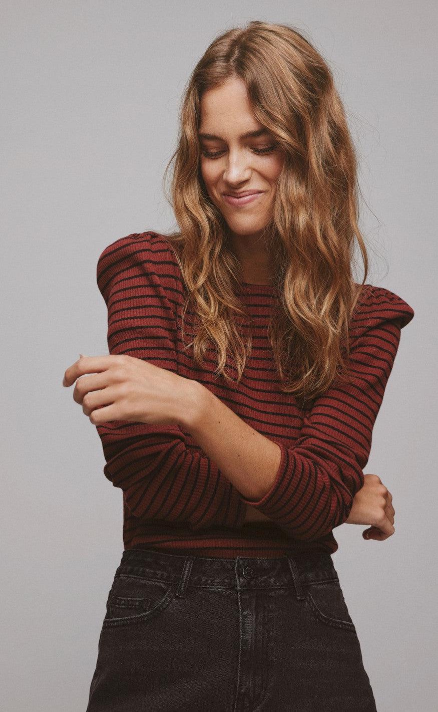 VILA Bluse - Balu - Fired Brick/Black