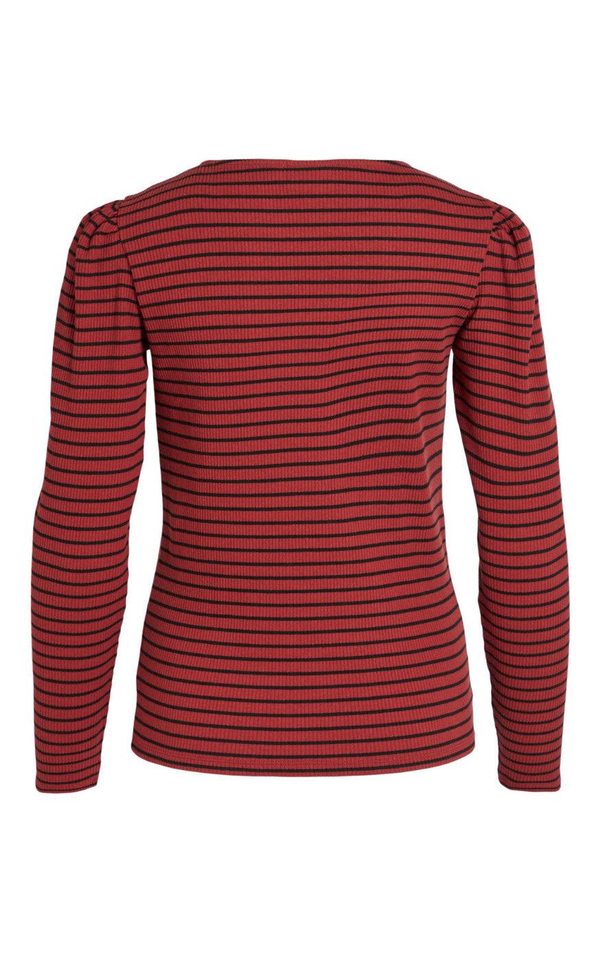 VILA Bluse - Balu - Fired Brick/Black