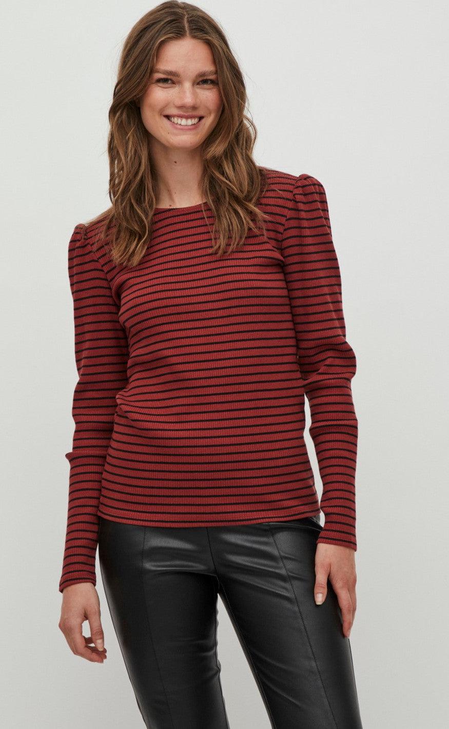 VILA Bluse - Balu - Fired Brick/Black