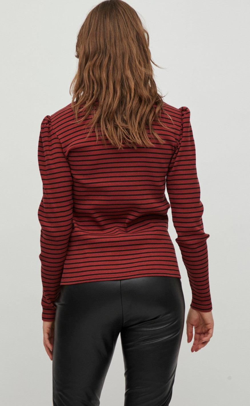 VILA Bluse - Balu - Fired Brick/Black