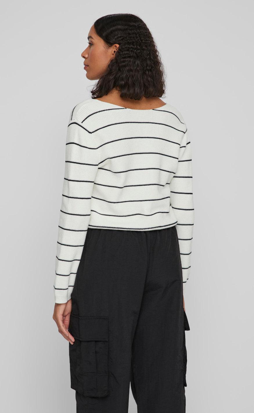 VILA Bluse - Chao - White Alyssum/Black