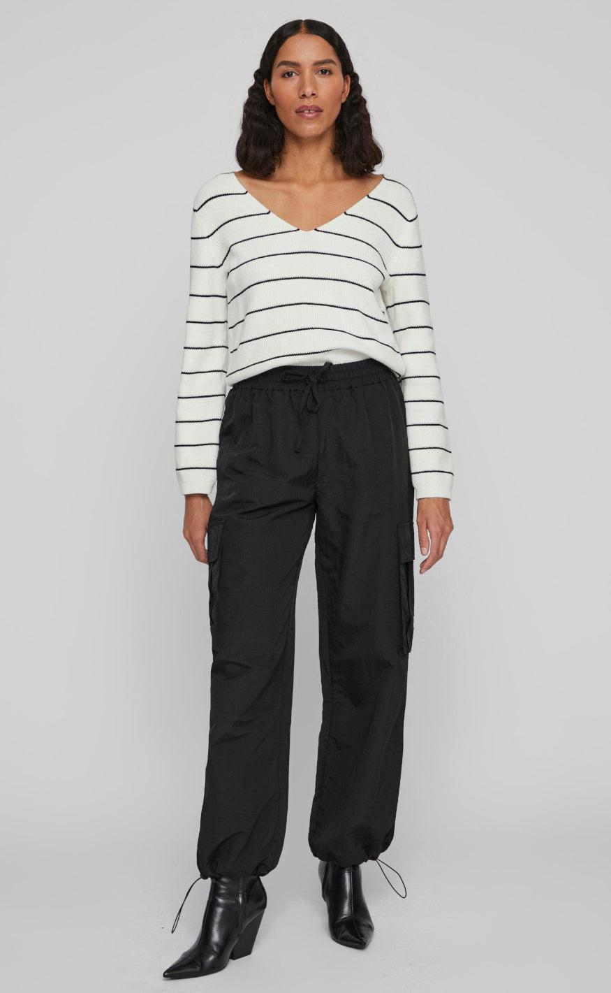 VILA Bluse - Chao - White Alyssum/Black