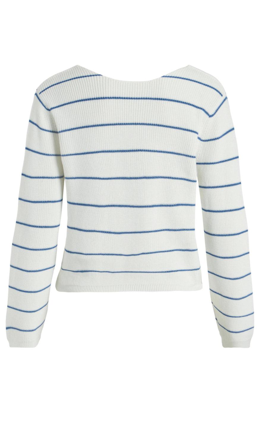 VILA Bluse - Chao - White Alyssum/Federal Blue