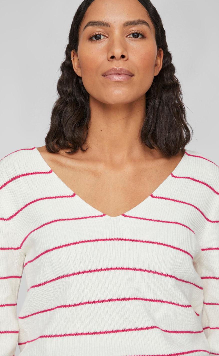 VILA Bluse - Chao -White Alyssum/Pink Yarro
