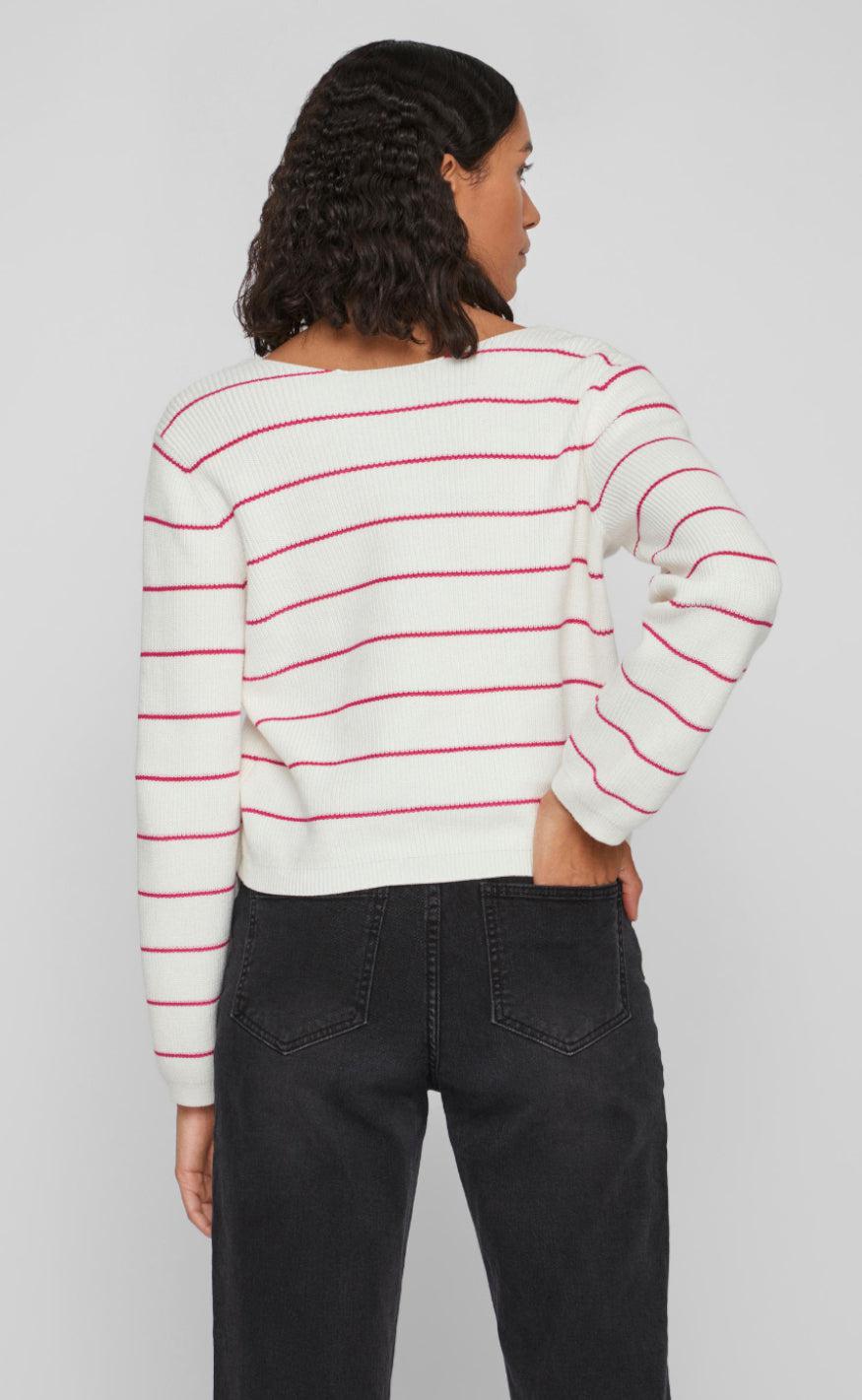VILA Bluse - Chao -White Alyssum/Pink Yarro