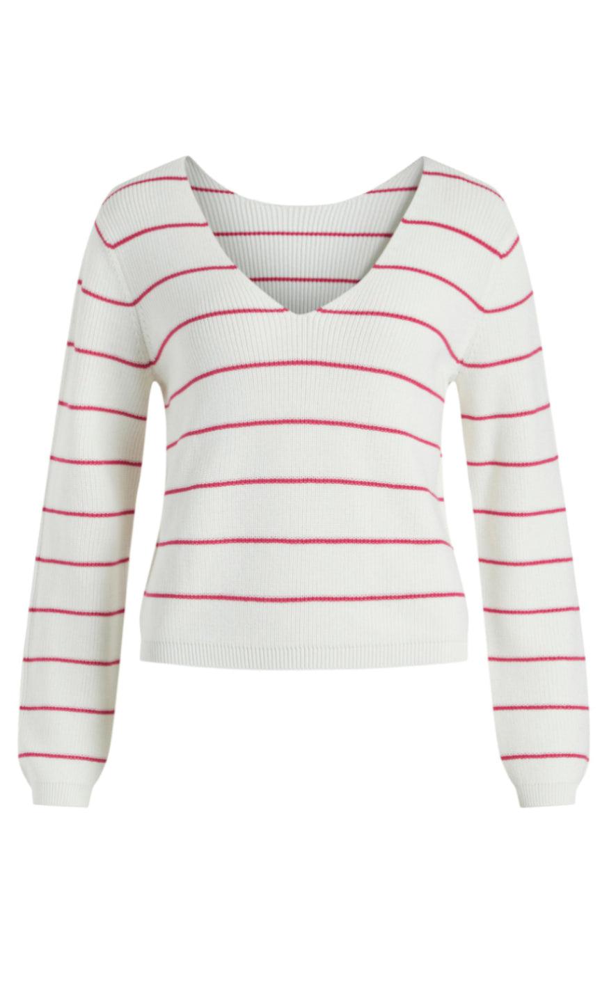 VILA Bluse - Chao -White Alyssum/Pink Yarro