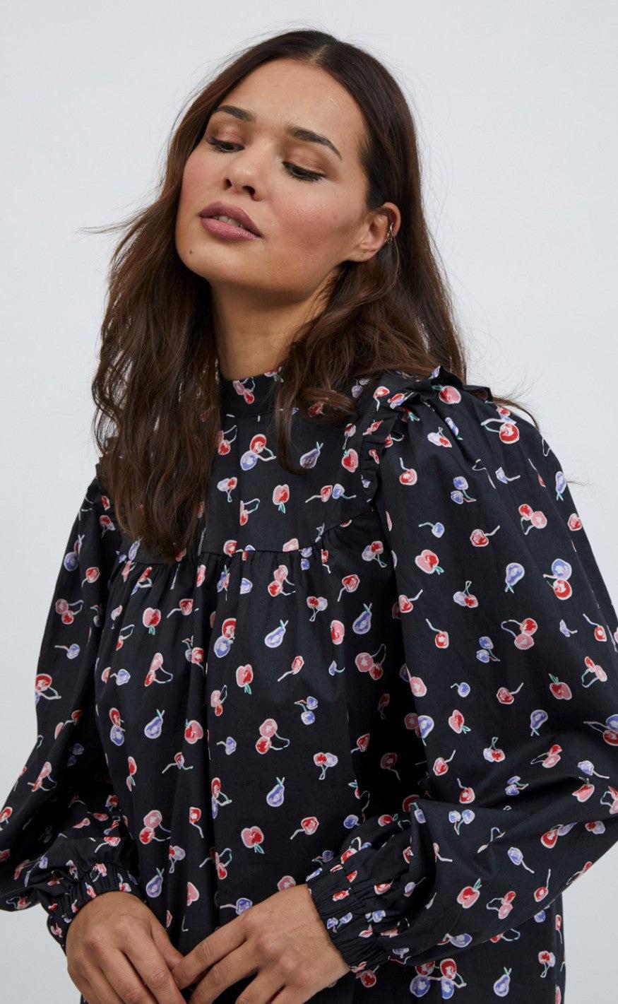 VILA Bluse - Cherry - Navy