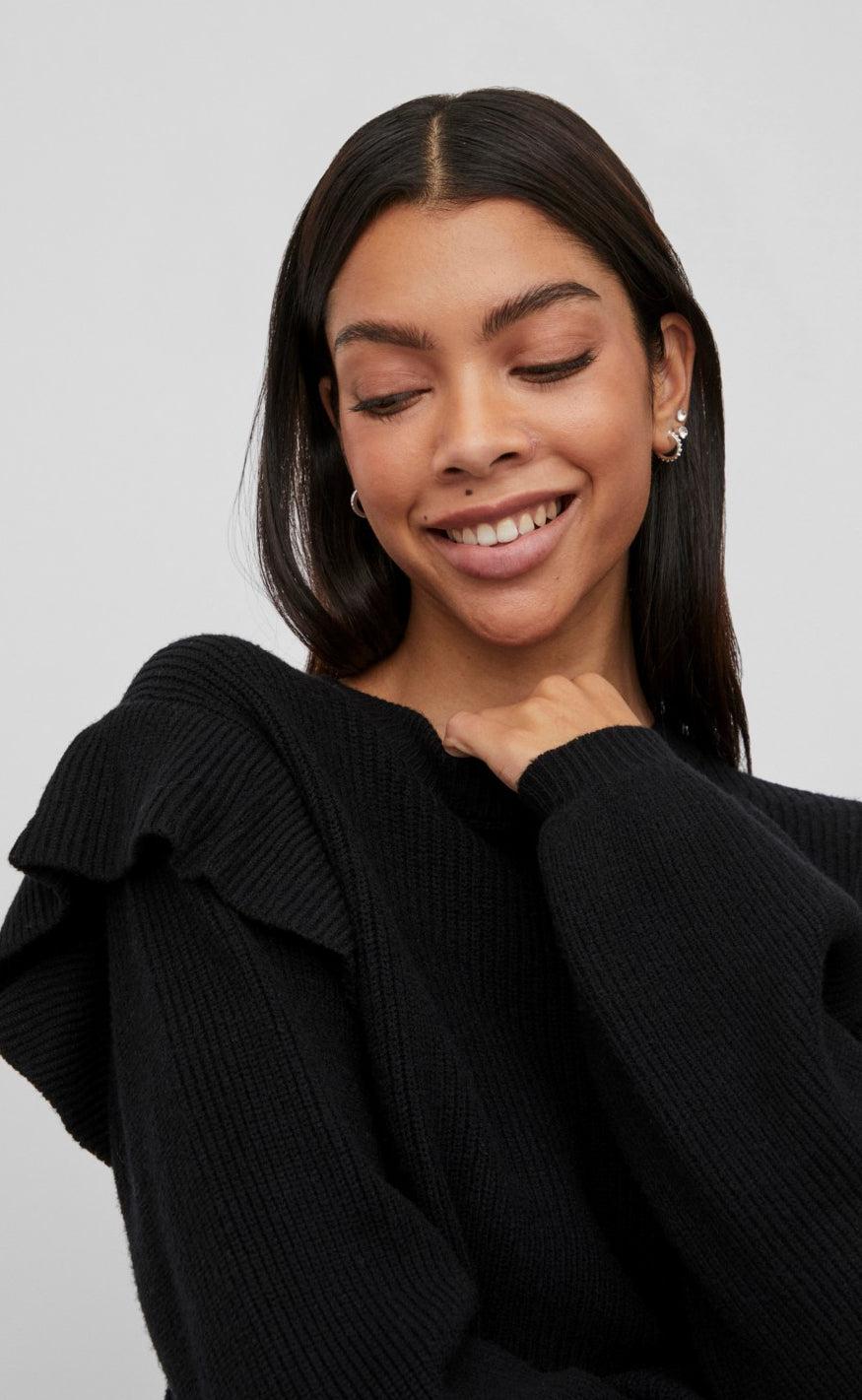 VILA Bluse - Ril Flounce - Black
