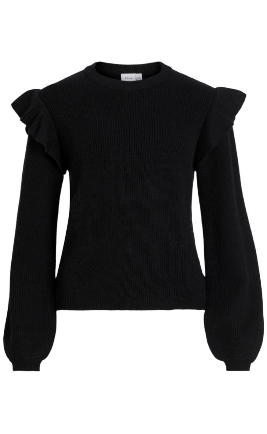 VILA Bluse - Ril Flounce - Black