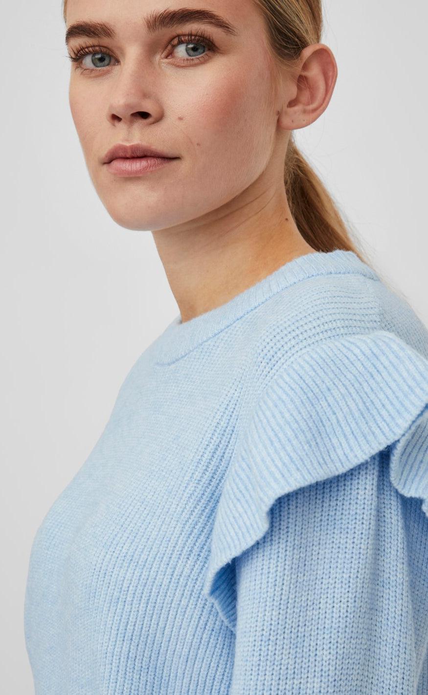 VILA Bluse - Ril Flounce - Kentucky Blue