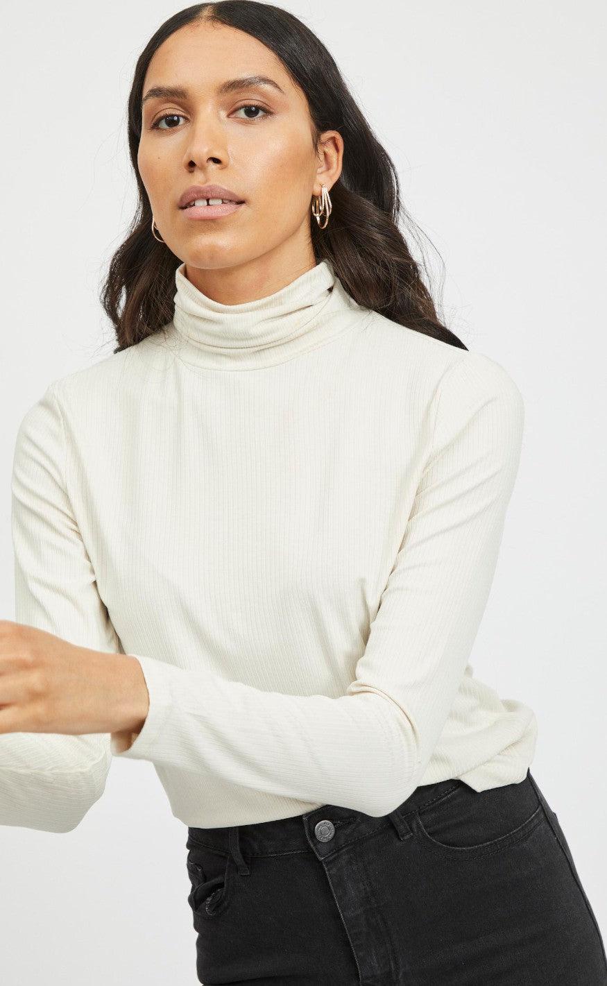 VILA Bluse - Solitta Rib - Birch