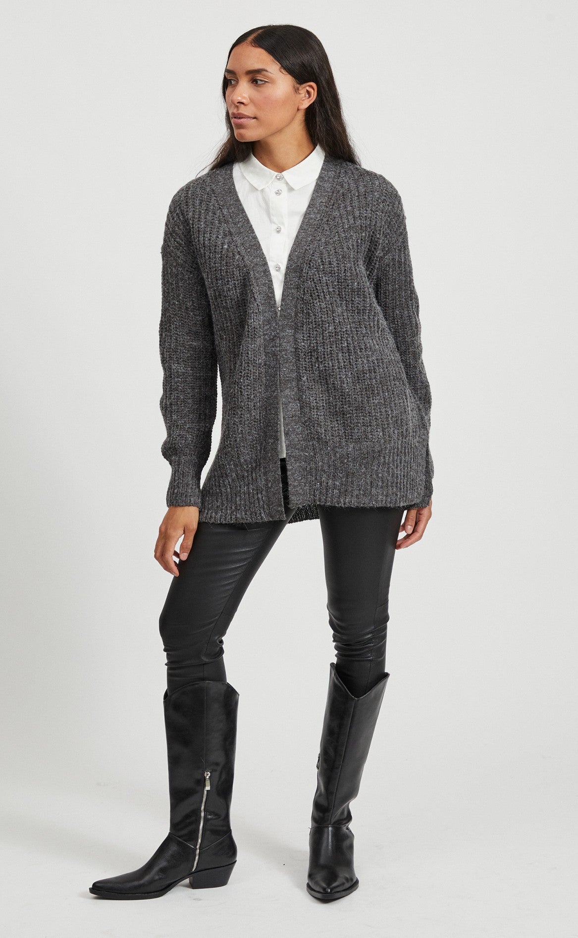 VILA Cardigan - Tikta - Dark Grey