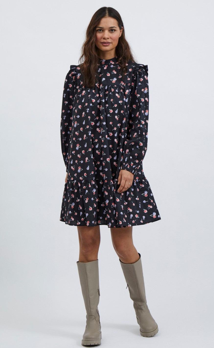 VILA Kjole - Cherry - Navy