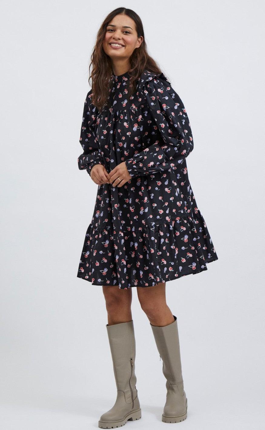 VILA Kjole - Cherry - Navy