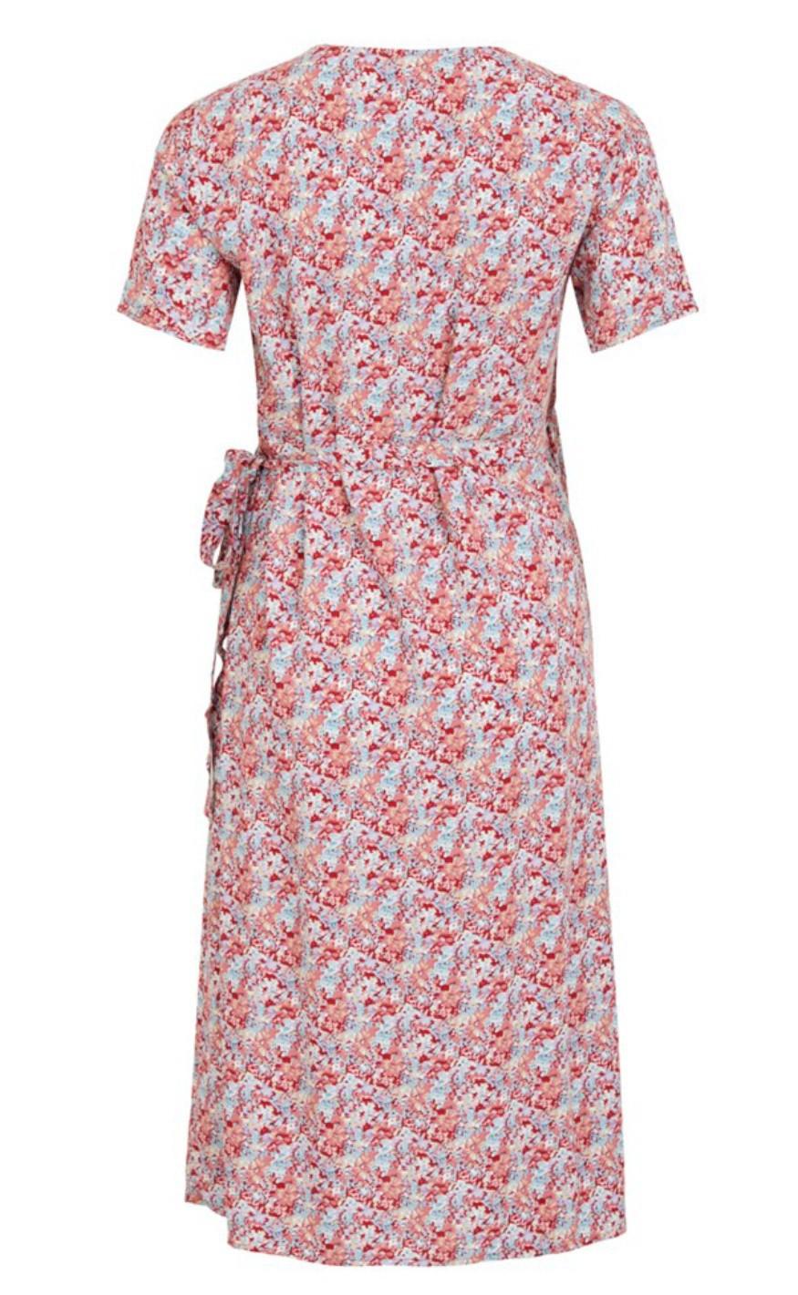 VILA Kjole - Dinti Wrap - Cloud Dancer/ Red Flower