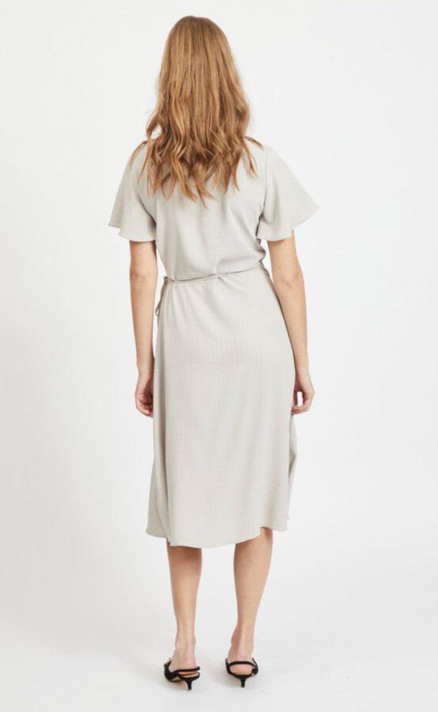 VILA Kjole - Lovie Wrap Midi - Dove
