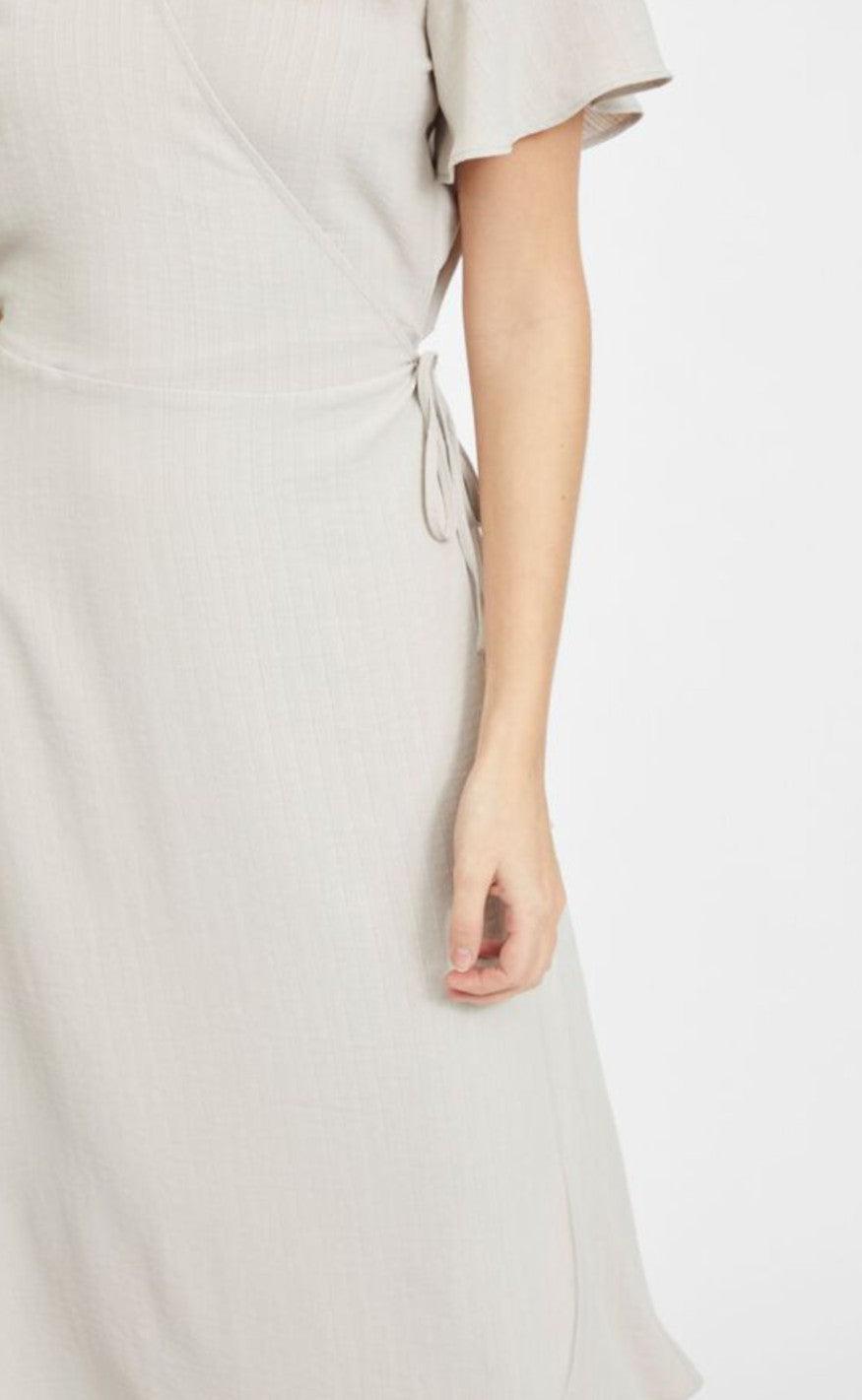 VILA Kjole - Lovie Wrap Midi - Dove