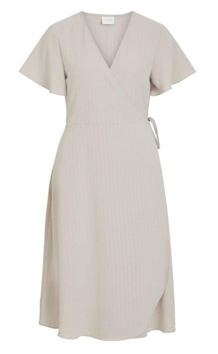 VILA Kjole - Lovie Wrap Midi - Dove