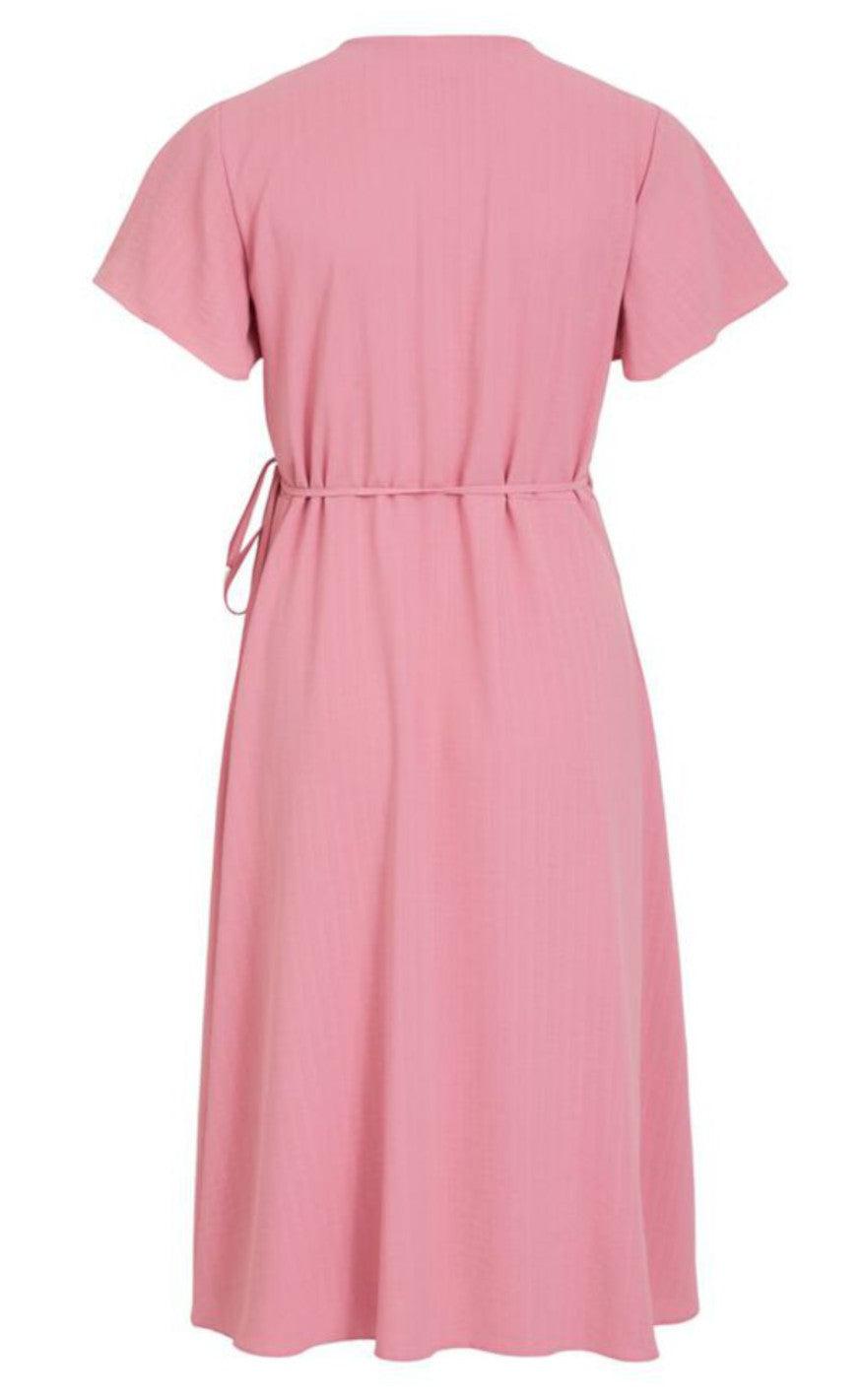 VILA Kjole - Lovie Wrap Midi - Wild Rose