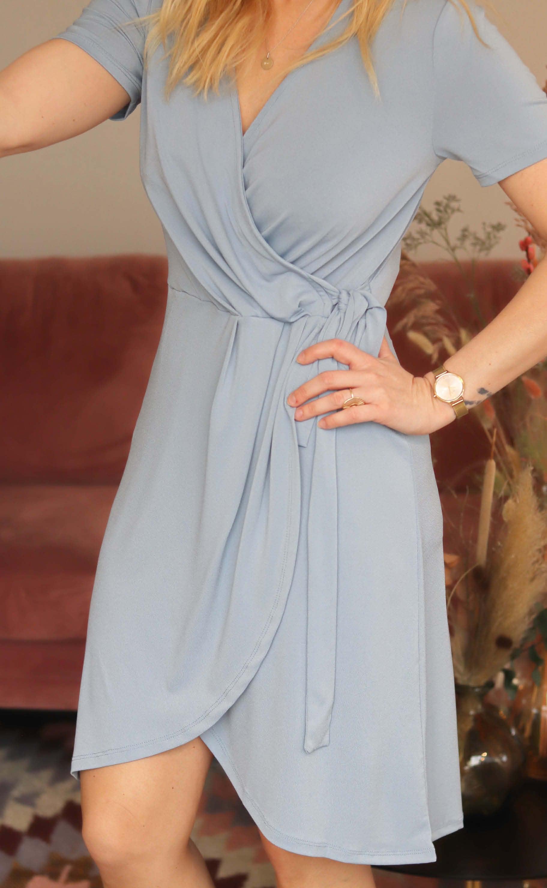 VILA Kjole - Nayeli Knee Wrap - Ashley Blue
