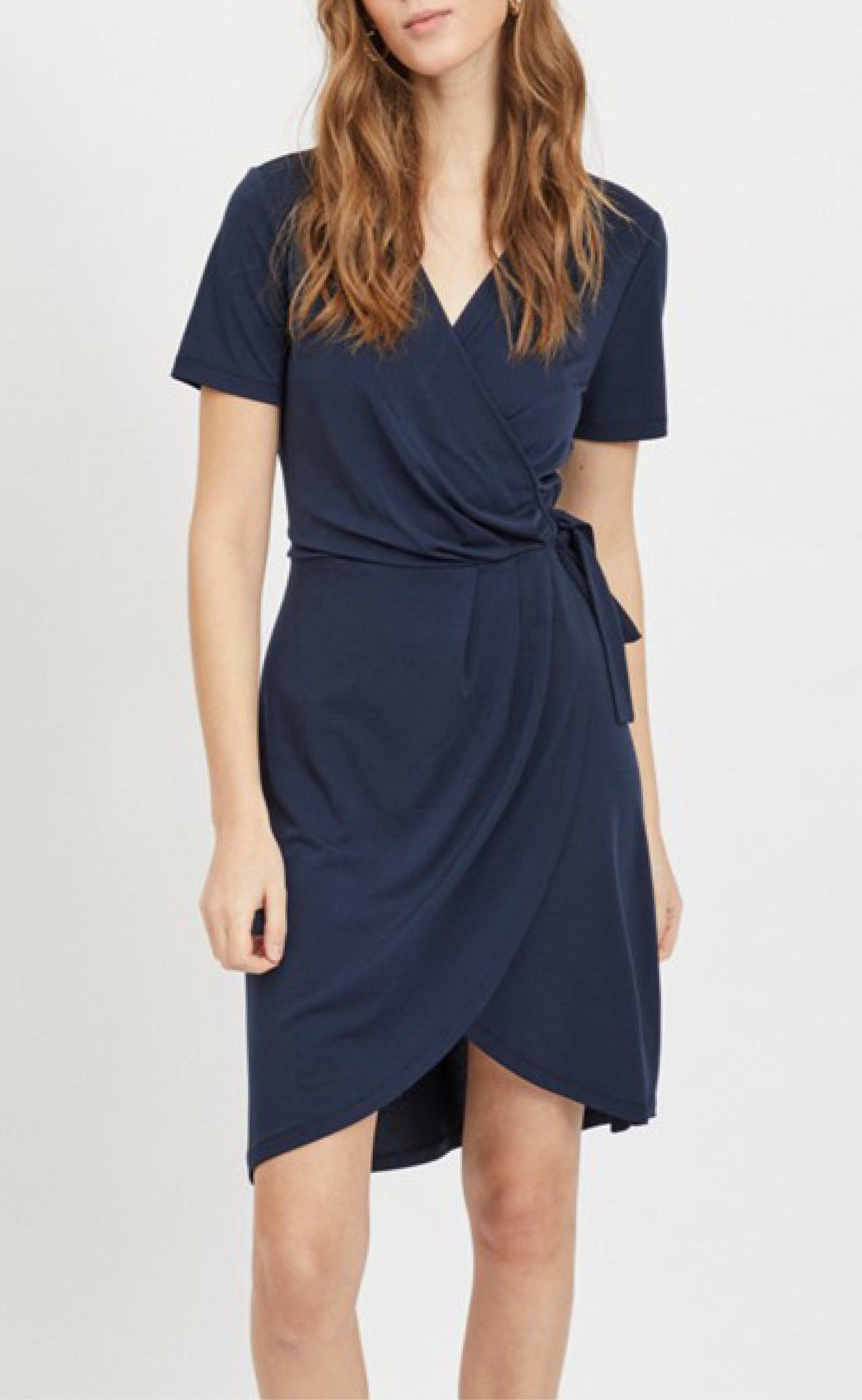 VILA Kjole - Nayeli Knee Wrap - Navy