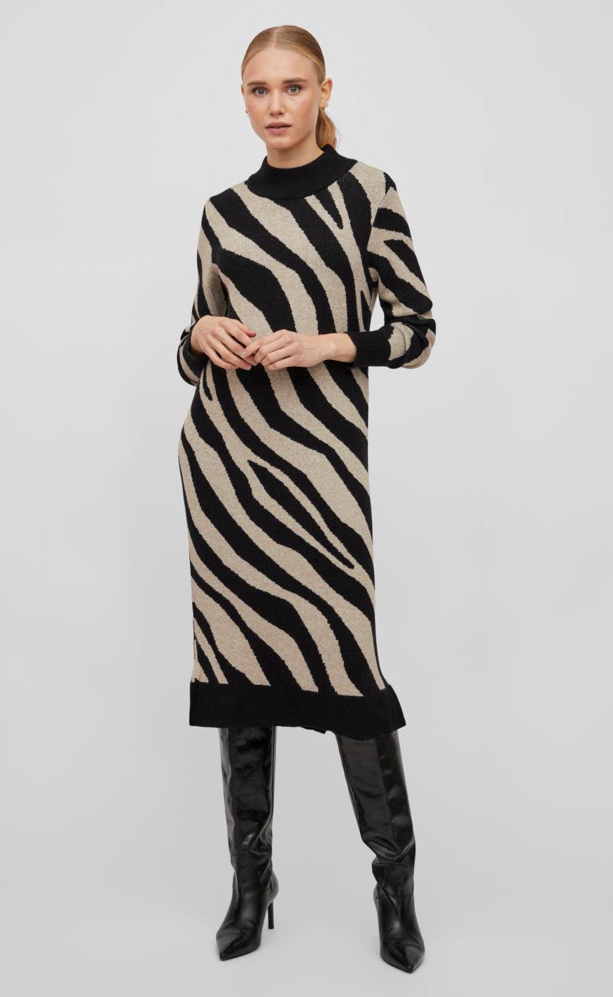 VILA Kjole - Ril - Black/Sesame Melange