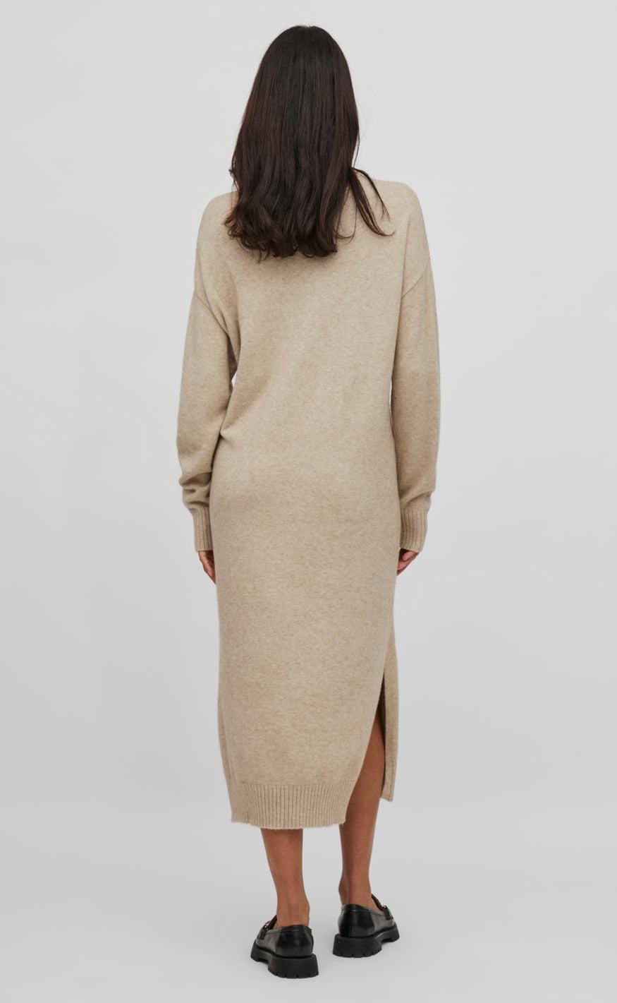 VILA Kjole Rollneck - Ril - Natural Melange