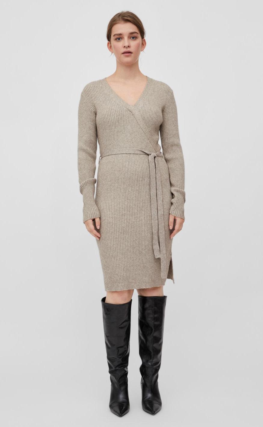 VILA Kjole Wrap - Ril - Fungi
