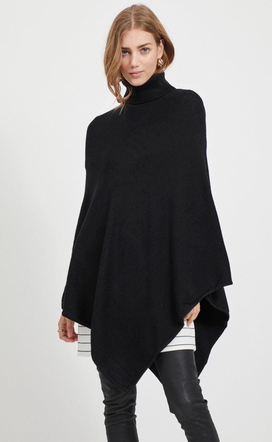 VILA Poncho - Ril - Black