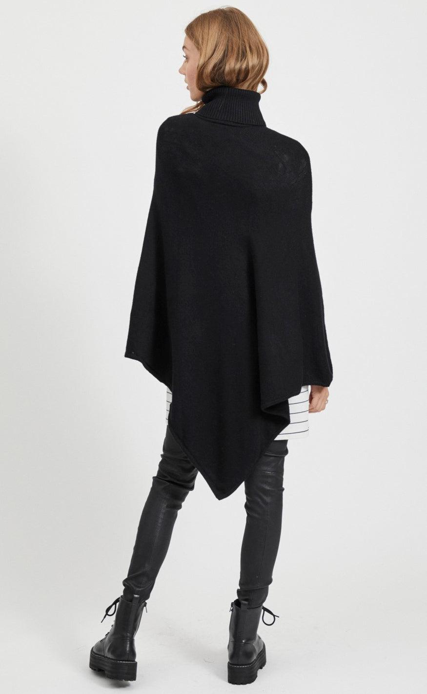 VILA Poncho - Ril - Black