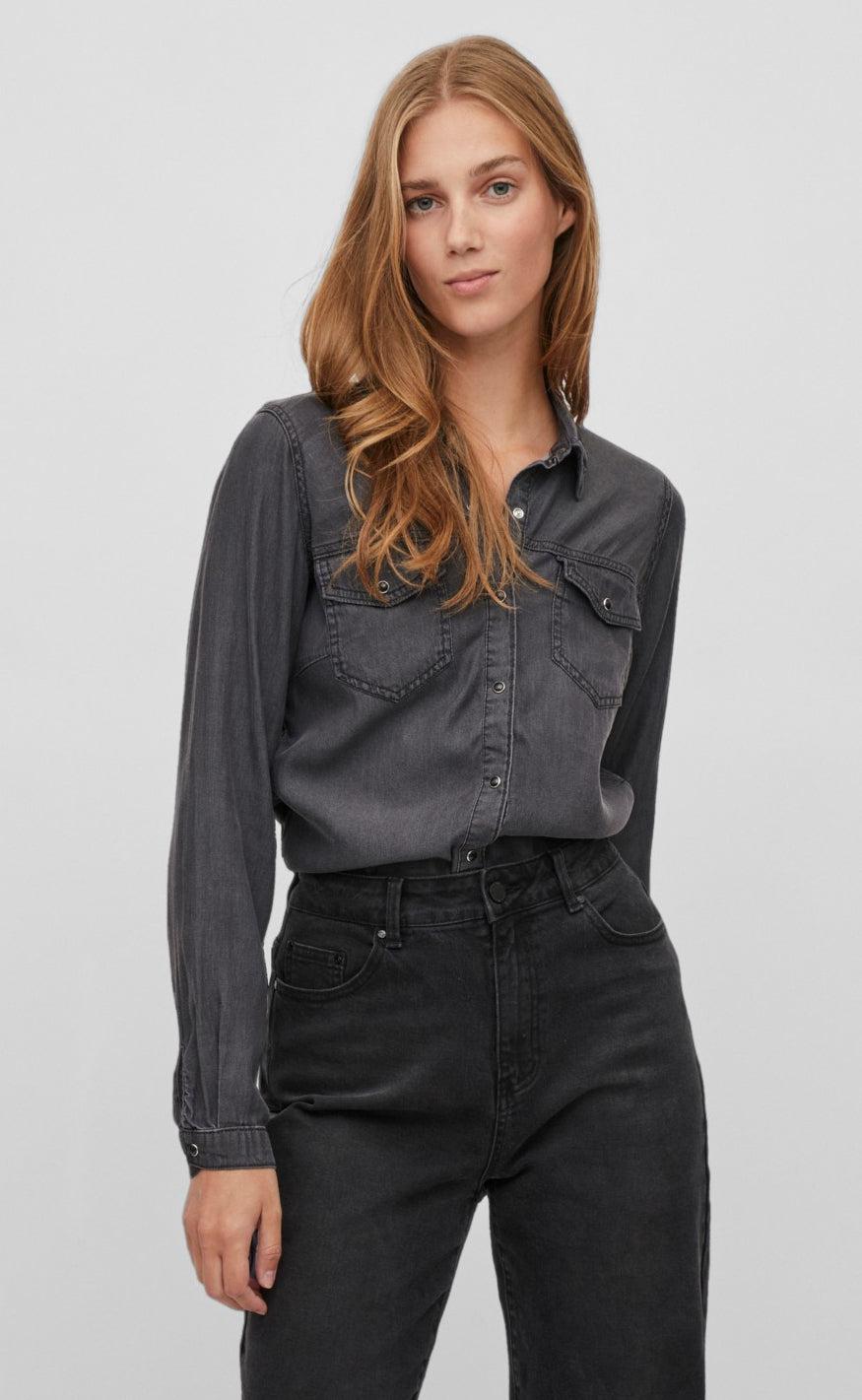 VILA Skjorte - Bista Denim - Black