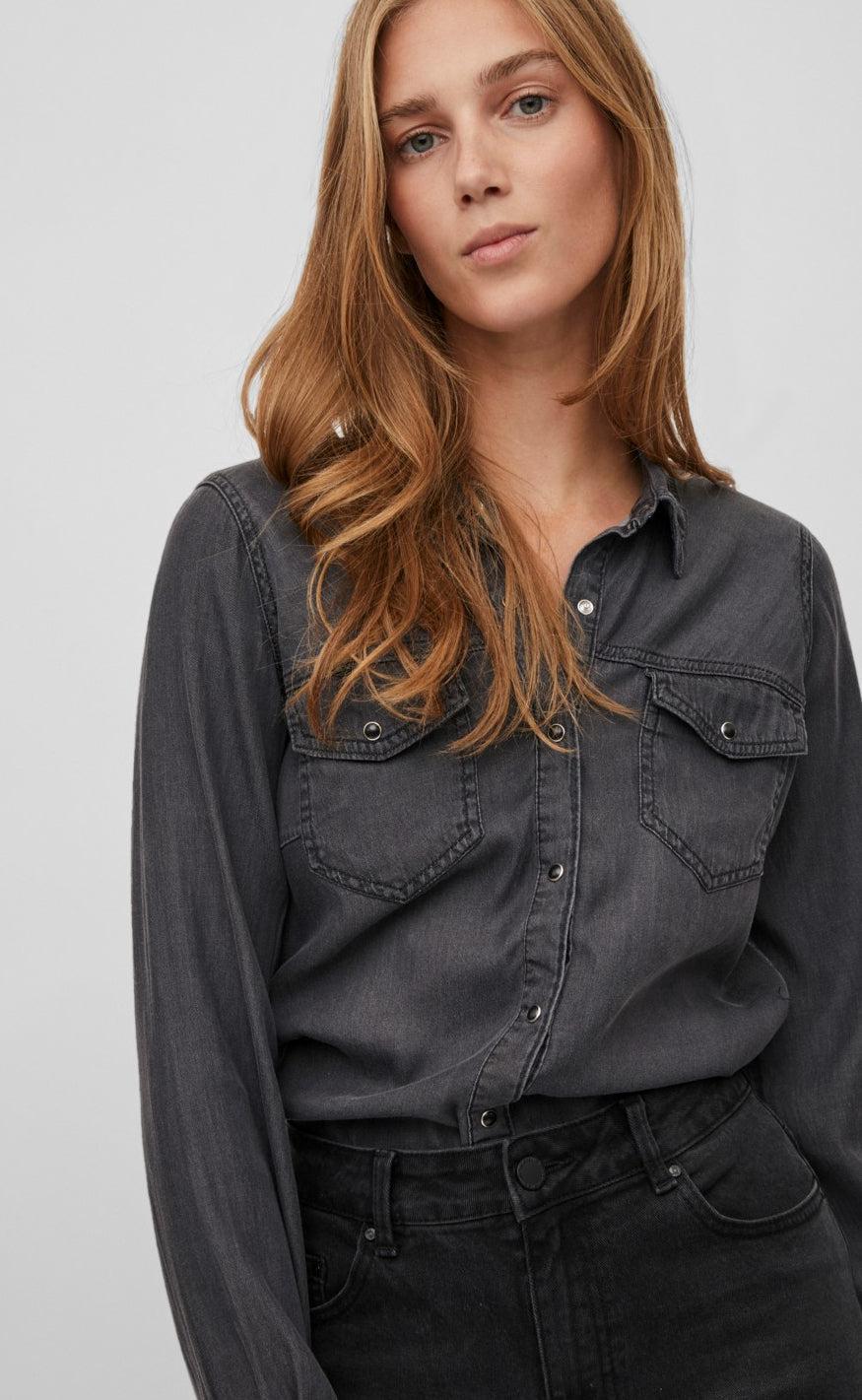 VILA Skjorte - Bista Denim - Black