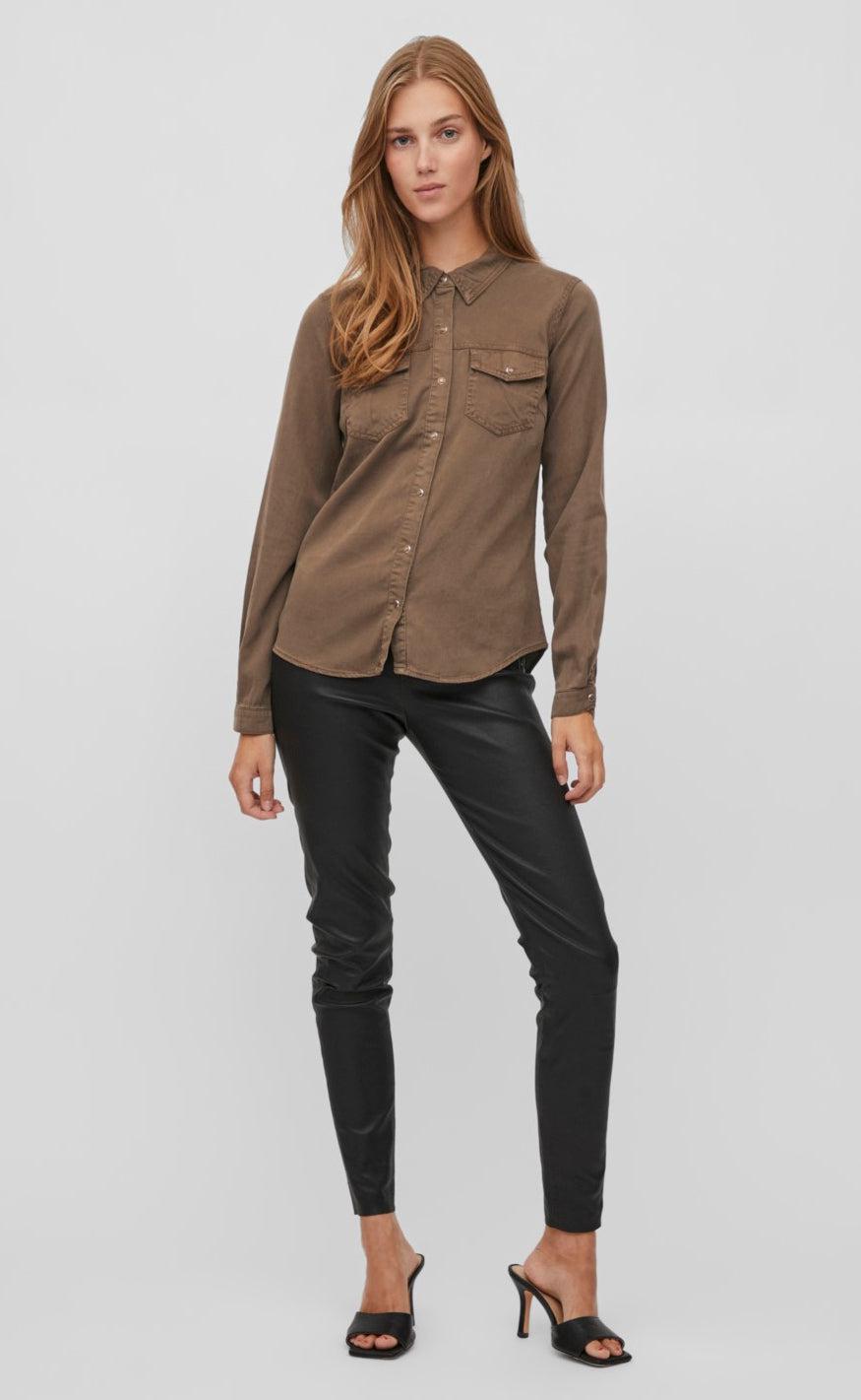 VILA Skjorte - Bista Denim - Crocodile