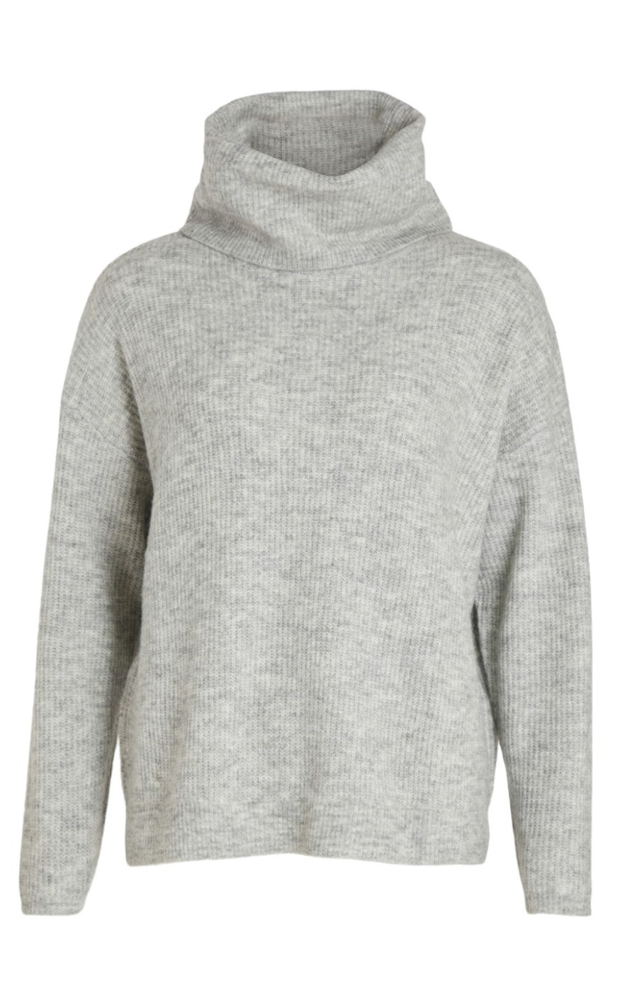 VILA Striktrøje - Cilia - Light Grey Melange