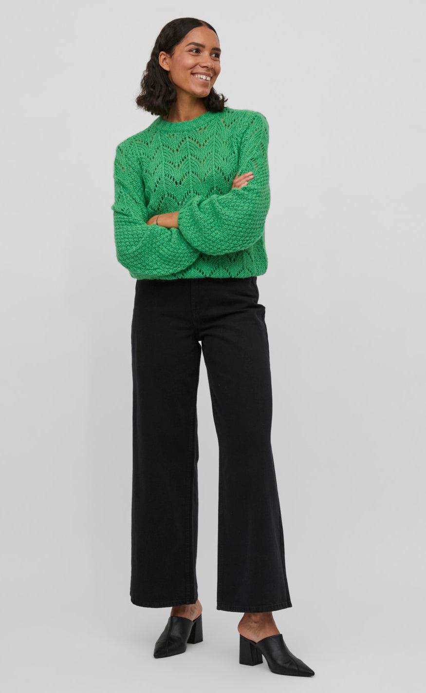 VILA Striktrøje - Sultan - Kelly Green